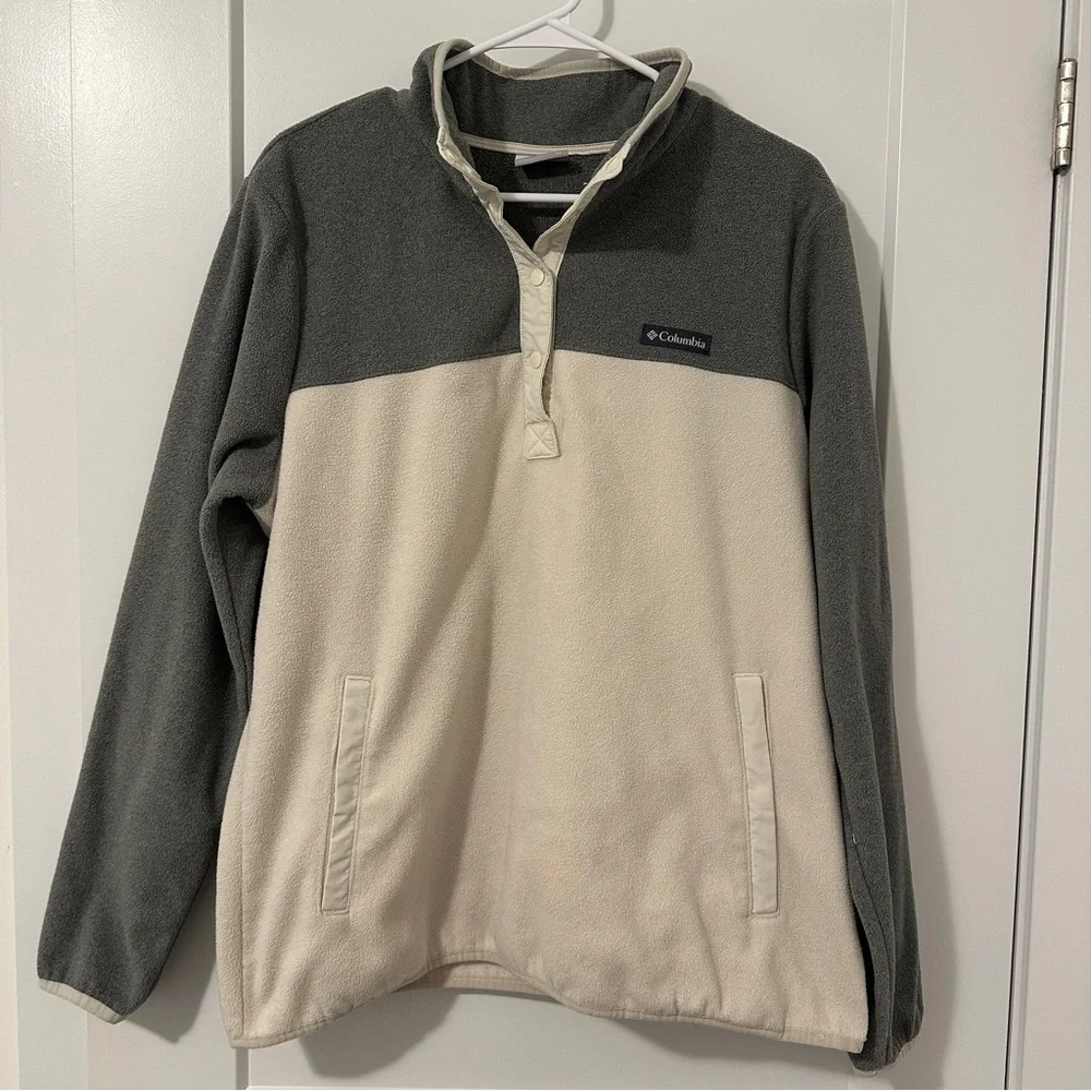 Columbia Sportswear Company Cream Grey Snap Fleece Pullover Sweater Size XL - Picture 2 of 12